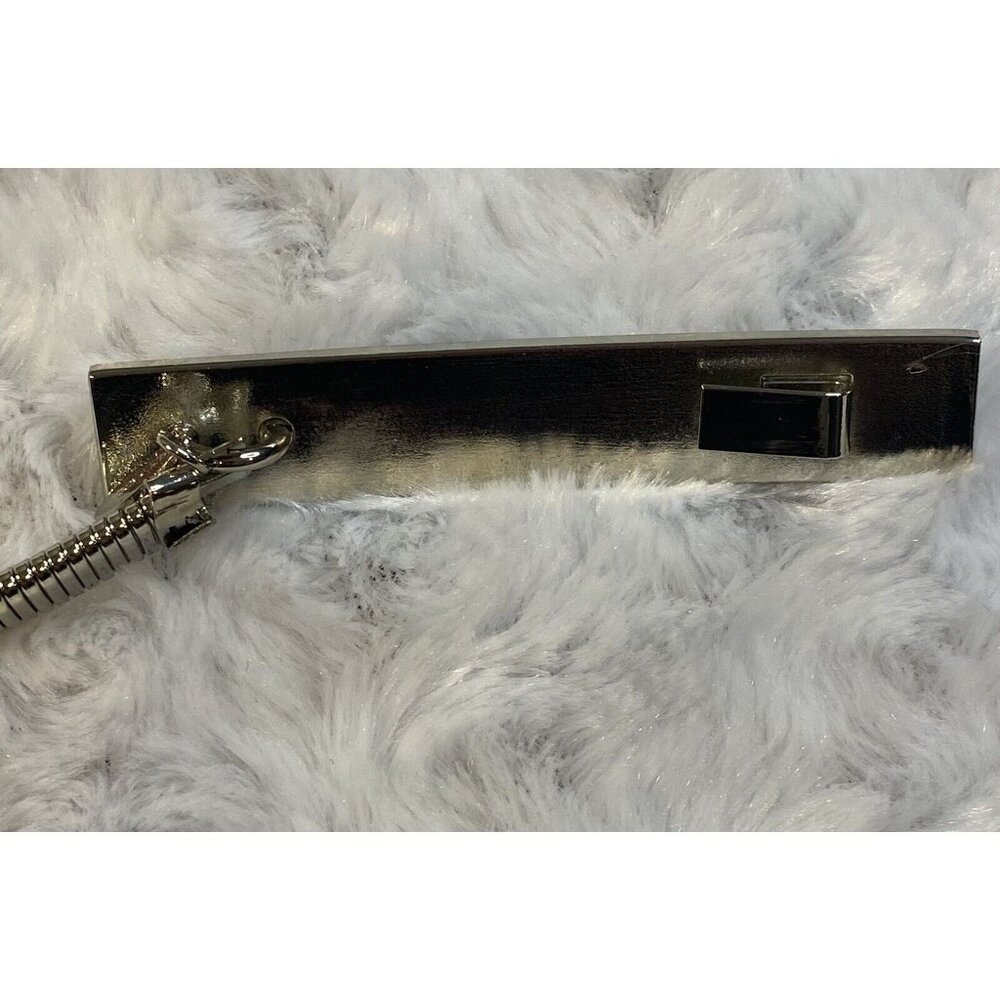 NY & Co Women's Belt 29” Silver VTG Coil Slinky Dress Logo Metal Stretch - Picture 4 of 6